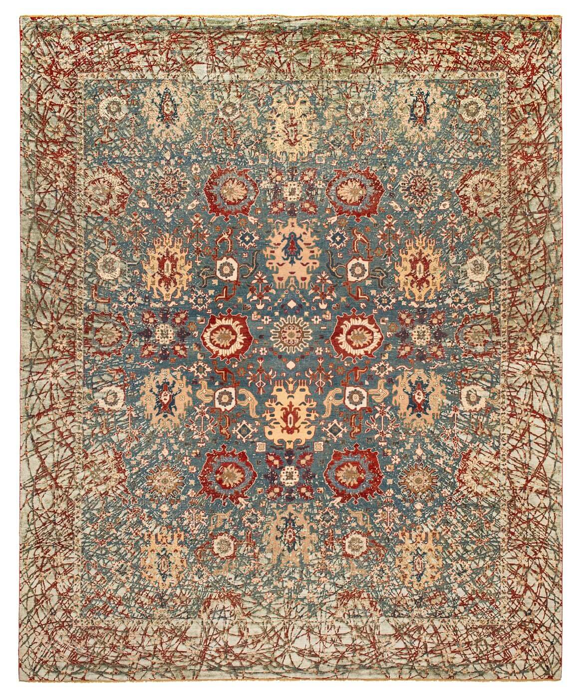 Жібек кілем Bidjar Paddington Dawn Tealblue Grey | Өлшемі: 300 x 400 см