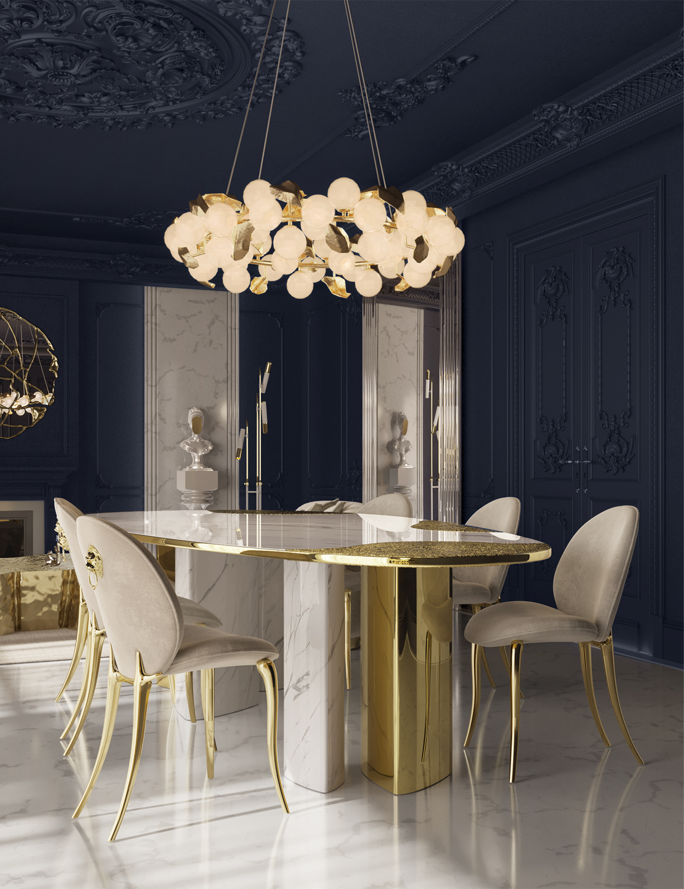 Ас үстелі Athena Carrara Marble & Gold