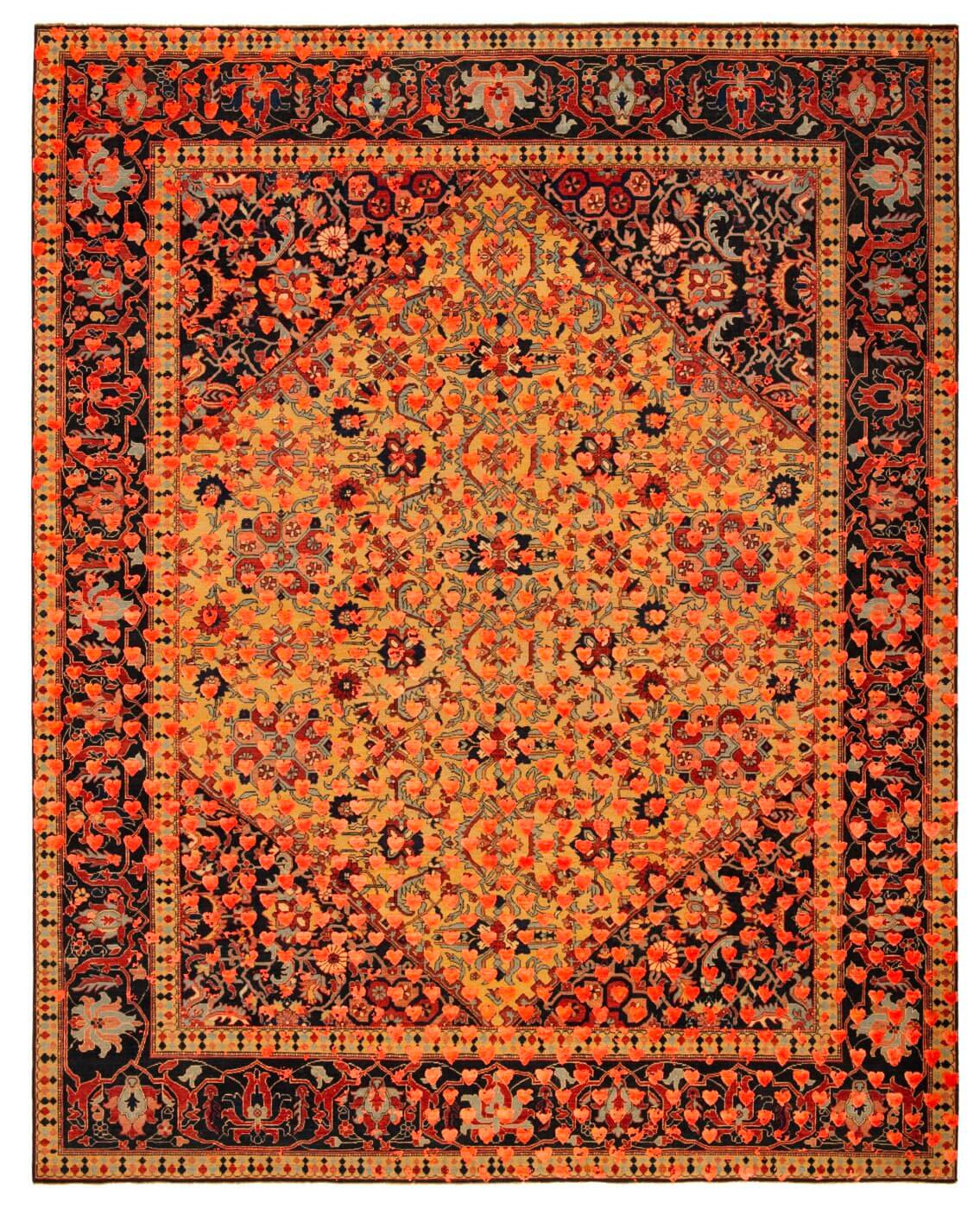 Жібек кілем Serapi Queensbury Broken Heart Yellow Neonorange | Өлшемі: 250 x 300 см