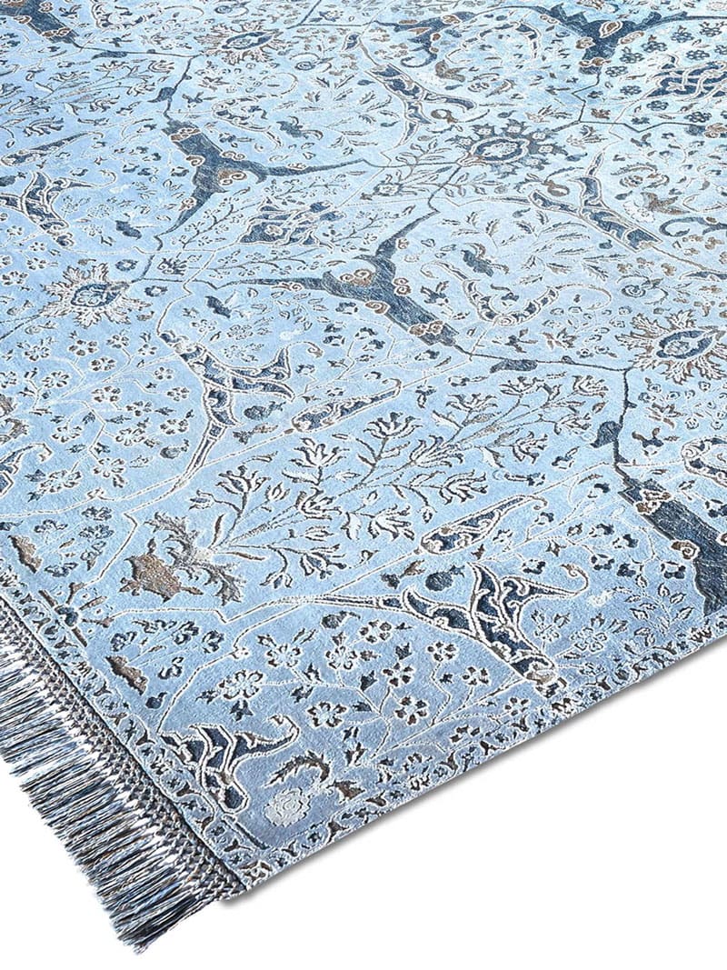 Көк түсті роскошты қолмен жасалған кілем Teheran | Өлшемі: 122 x 183 см