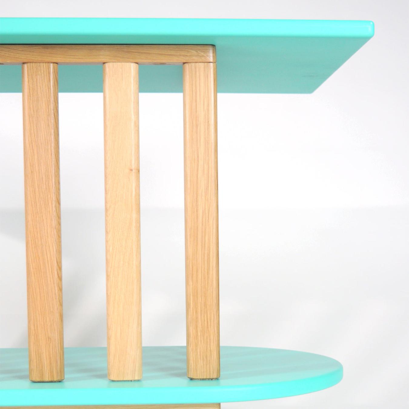 Зеленый двухъярусный книжный шкаф