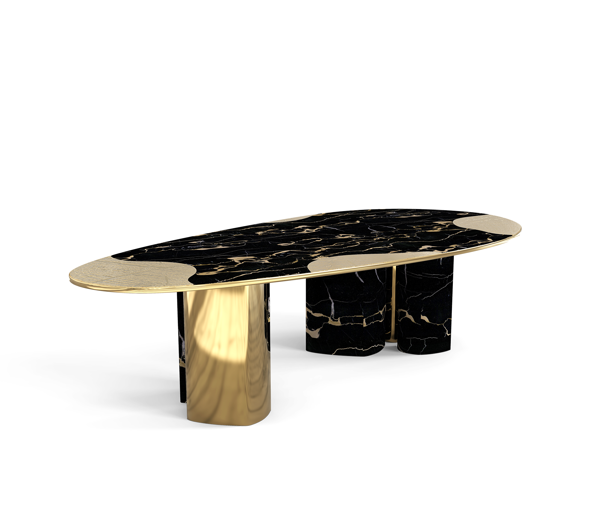 Обеденный стол Athena Portoro Marble & Gold