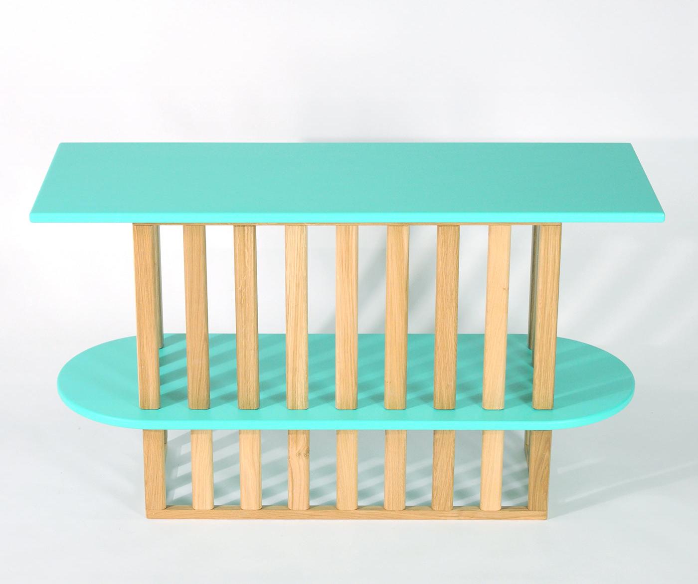 Зеленый двухъярусный книжный шкаф