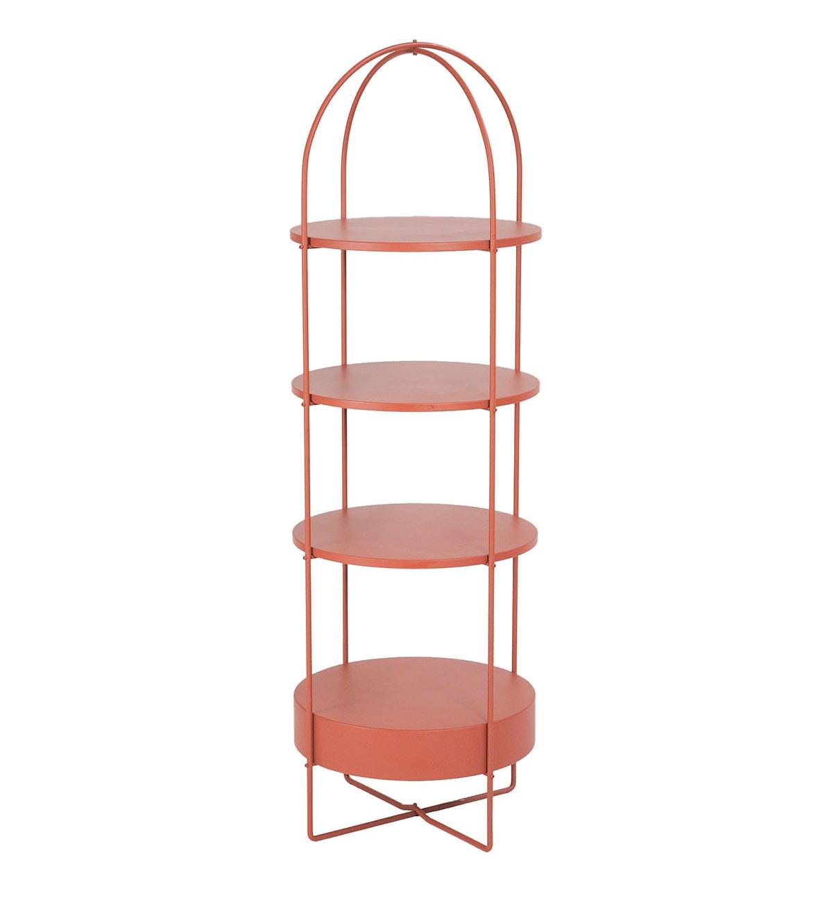 Красный глянцевый книжный шкаф