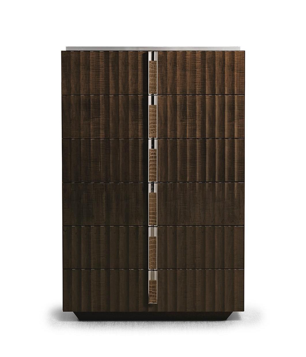 Комод из дерева и кожи Fine Wood Leather