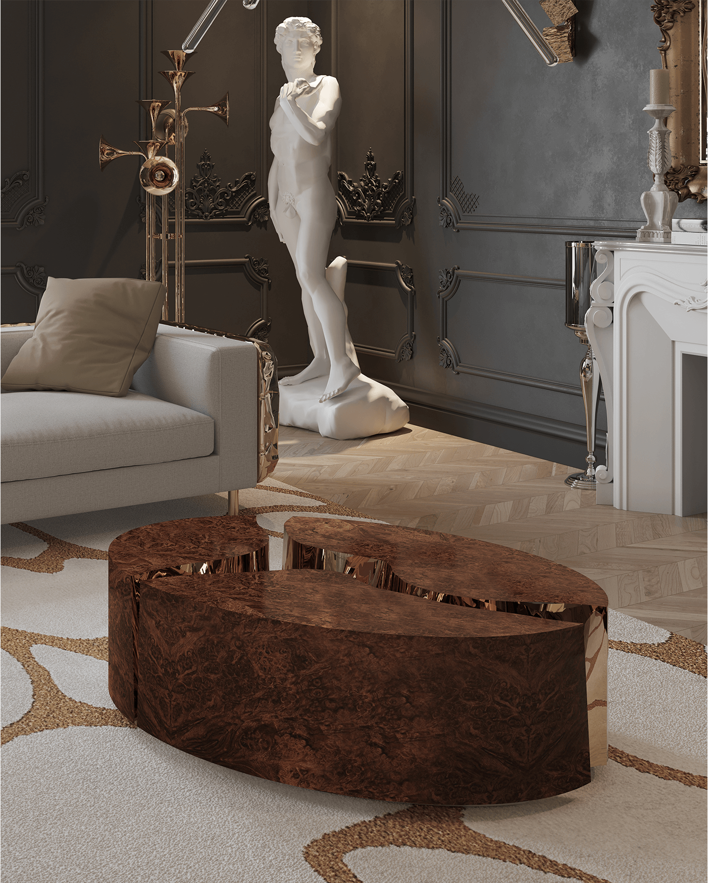 Овальный журнальный стол Fissure Walnut