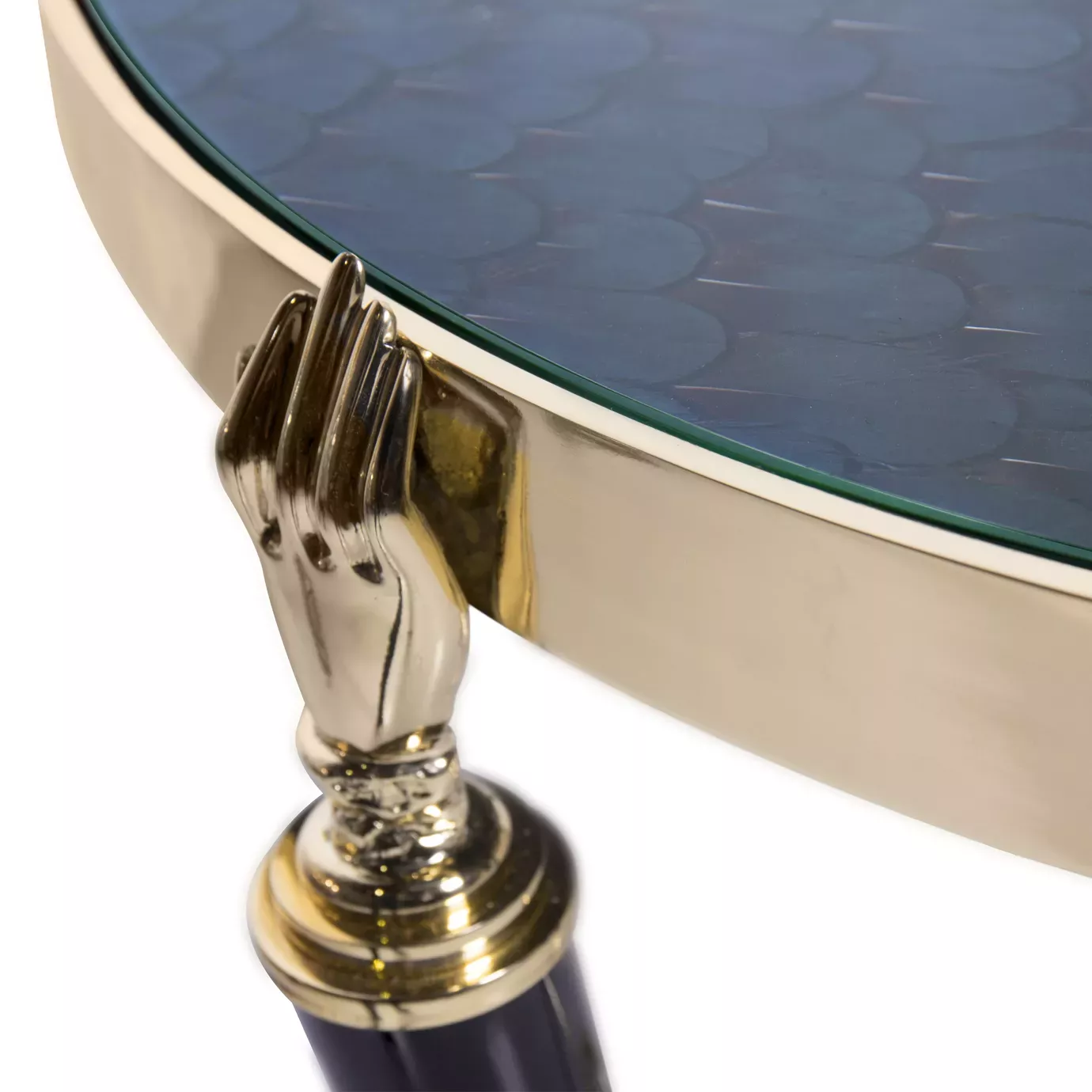 Приставной стол с отделкой из перьев павлина Gisette