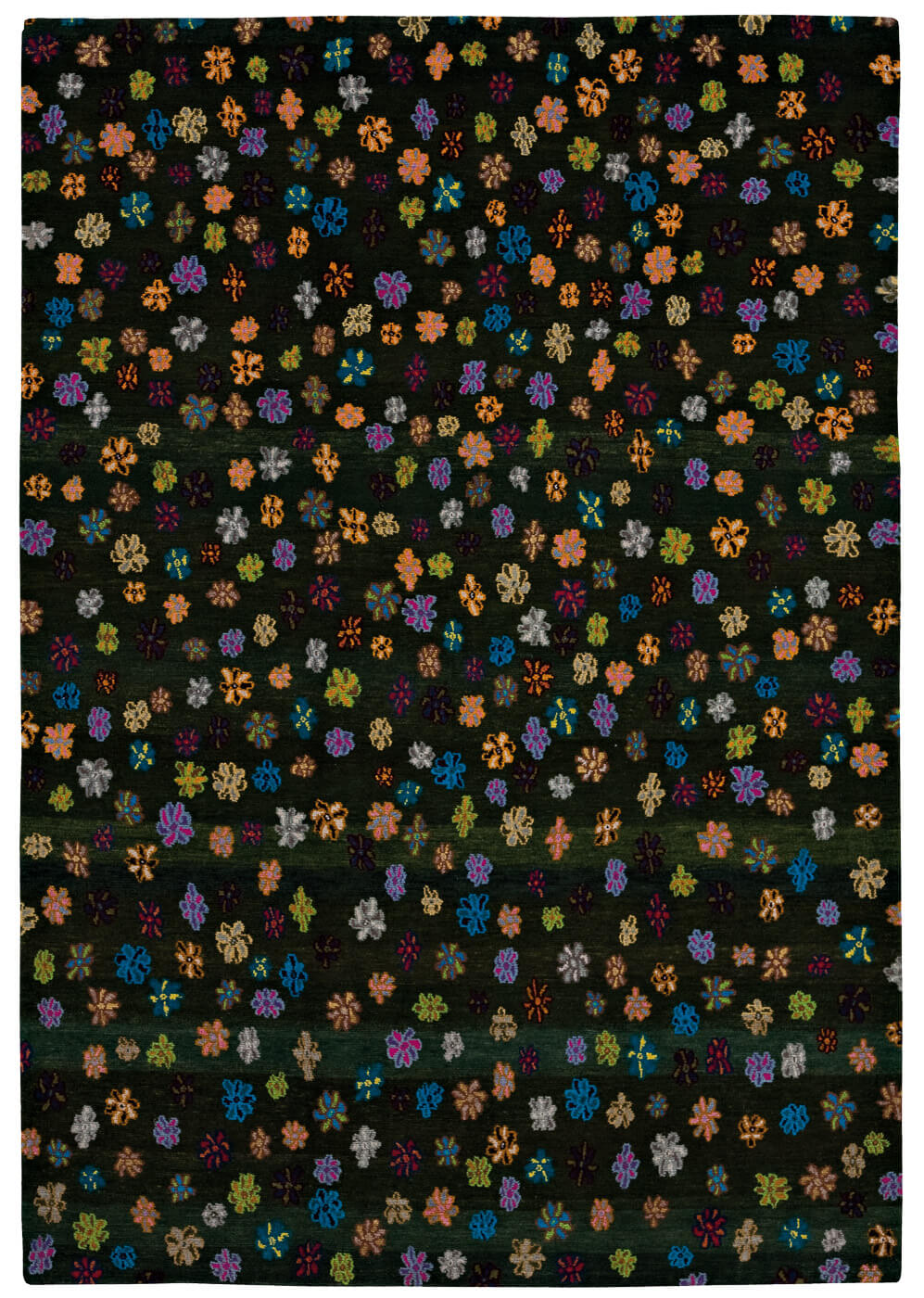 Тёмно-зелёный ковер Little Flowers | Размер: 200 x 300 см
