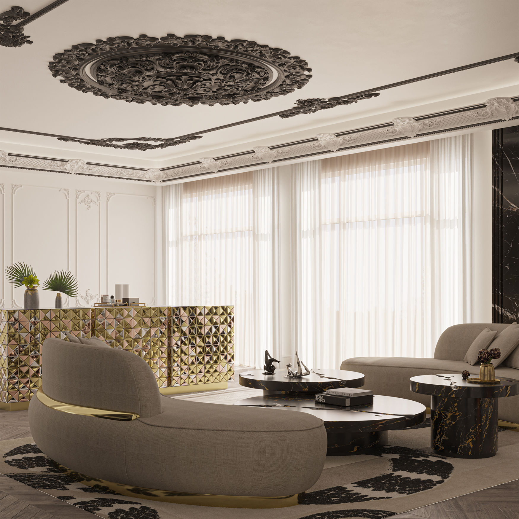 Центральный стол Dominion Portoro Marble, комплект из 3 предметов