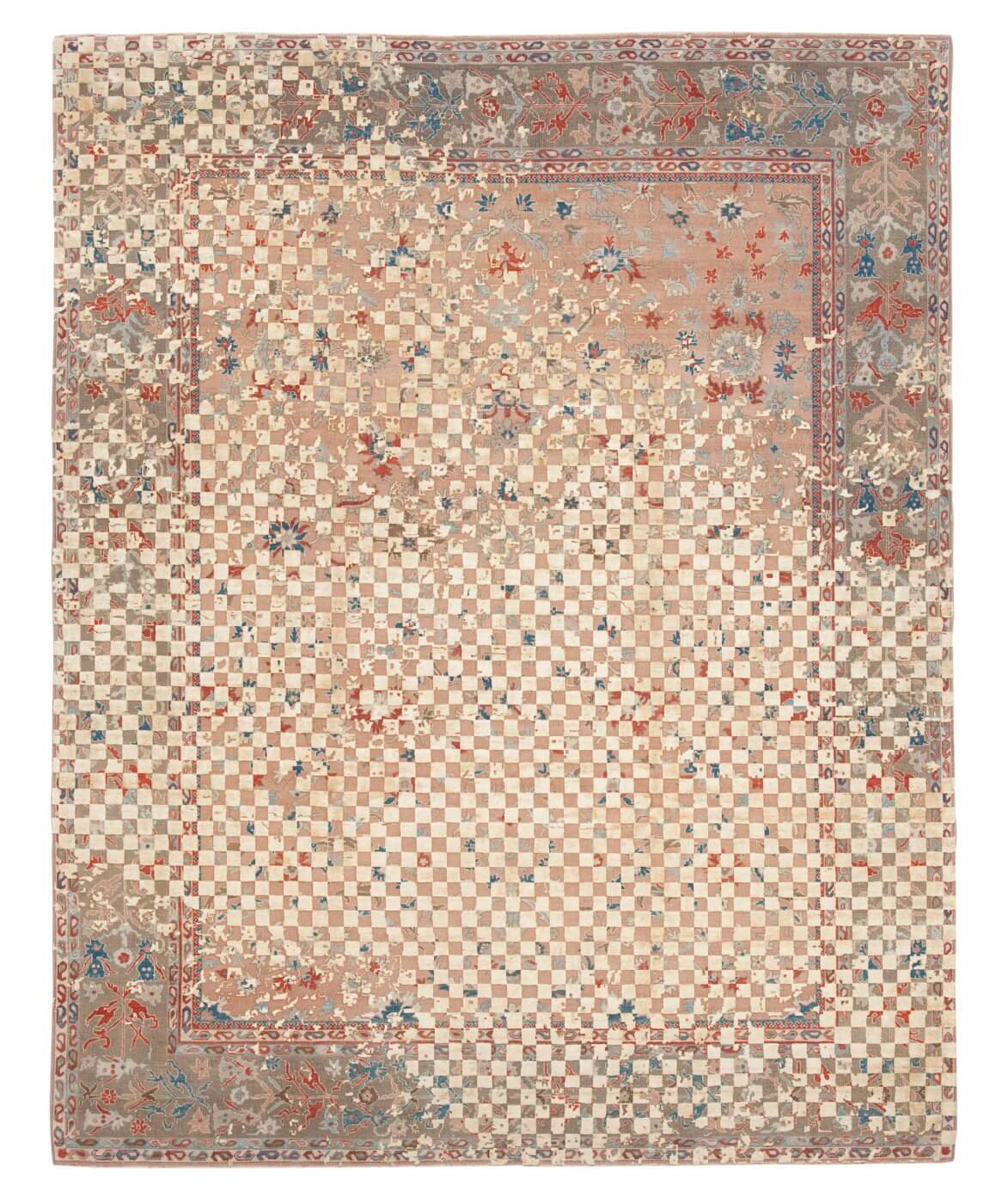Кілем Sulthanabad Madison Checker Raved Peach Gold Silk