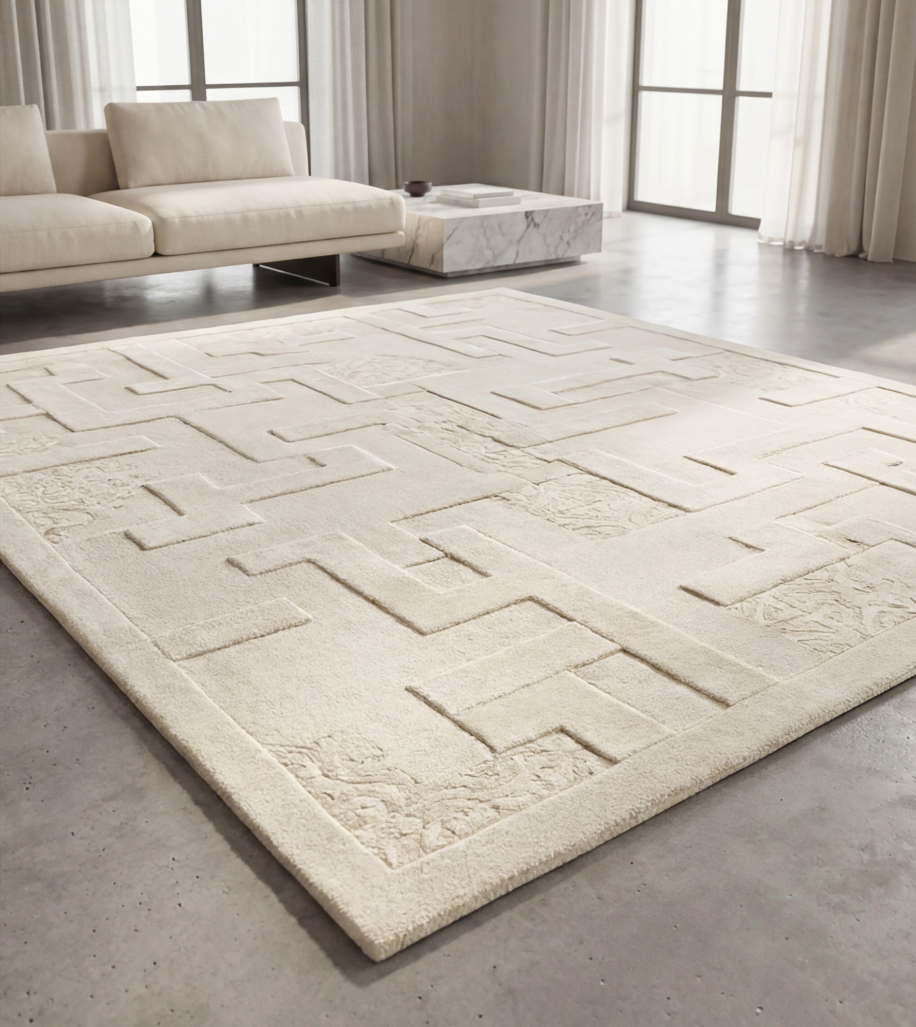 Эксклюзивті қолмен тоқылған кілем Chalk Field