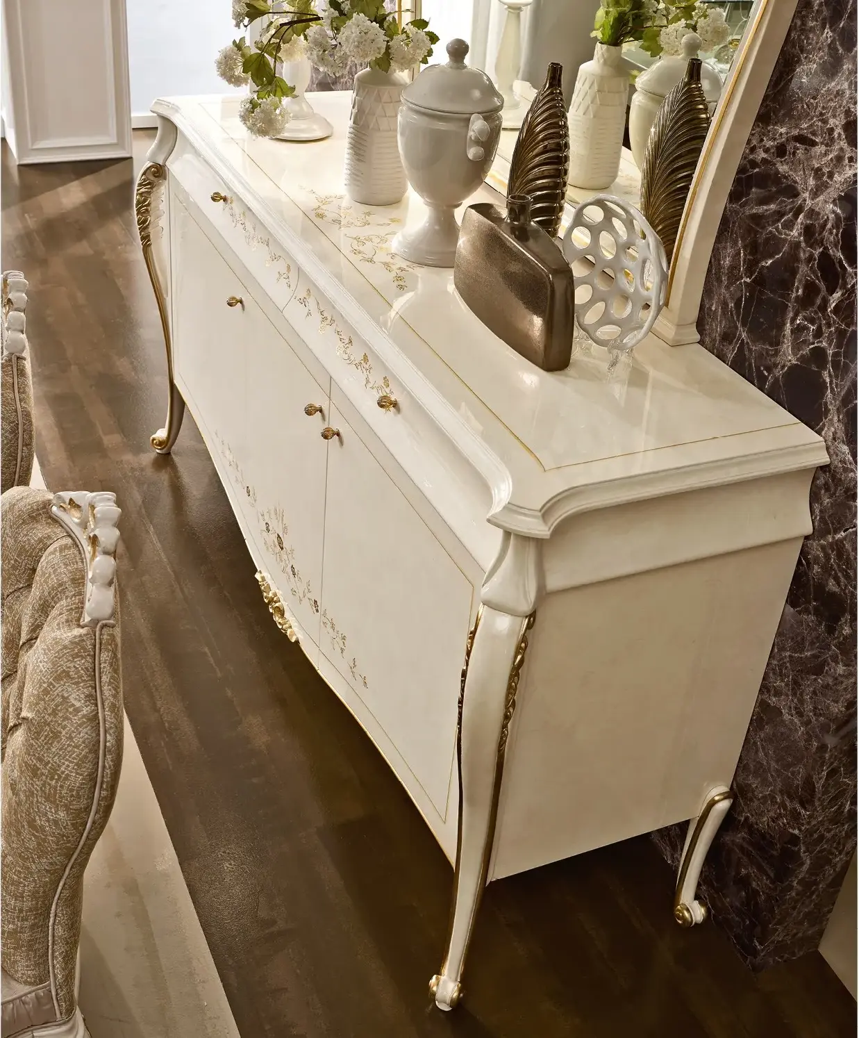 Буфет Italian Ivory | Конфигурация: С зеркалом