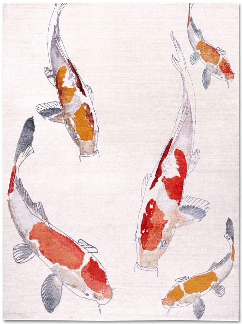 Сәнді түпнұсқа дизайндағы кілем ақ фонда Fish