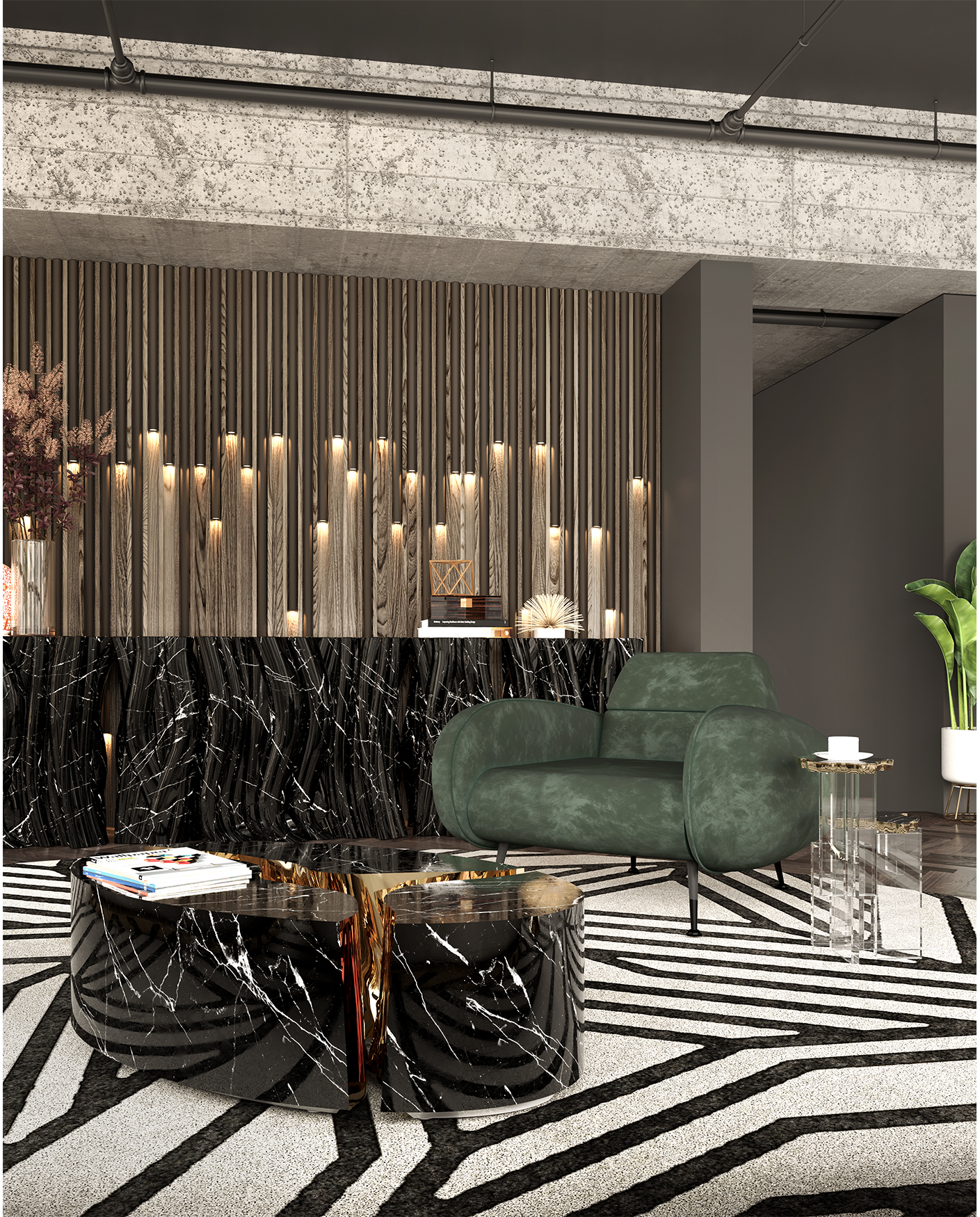 Буфет Monochrome Faux-marble Premium