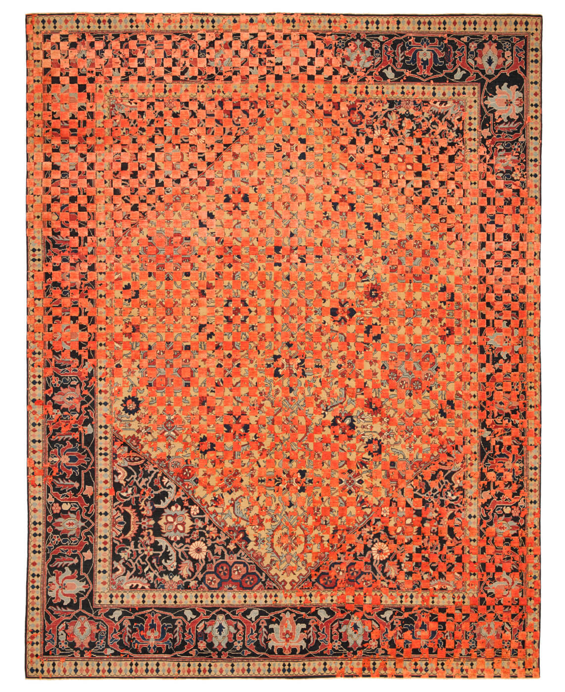 Жібек кілем Serapi Queensbury Checker Raved Yellow Neonorange | Өлшемі: 250 x 300 см