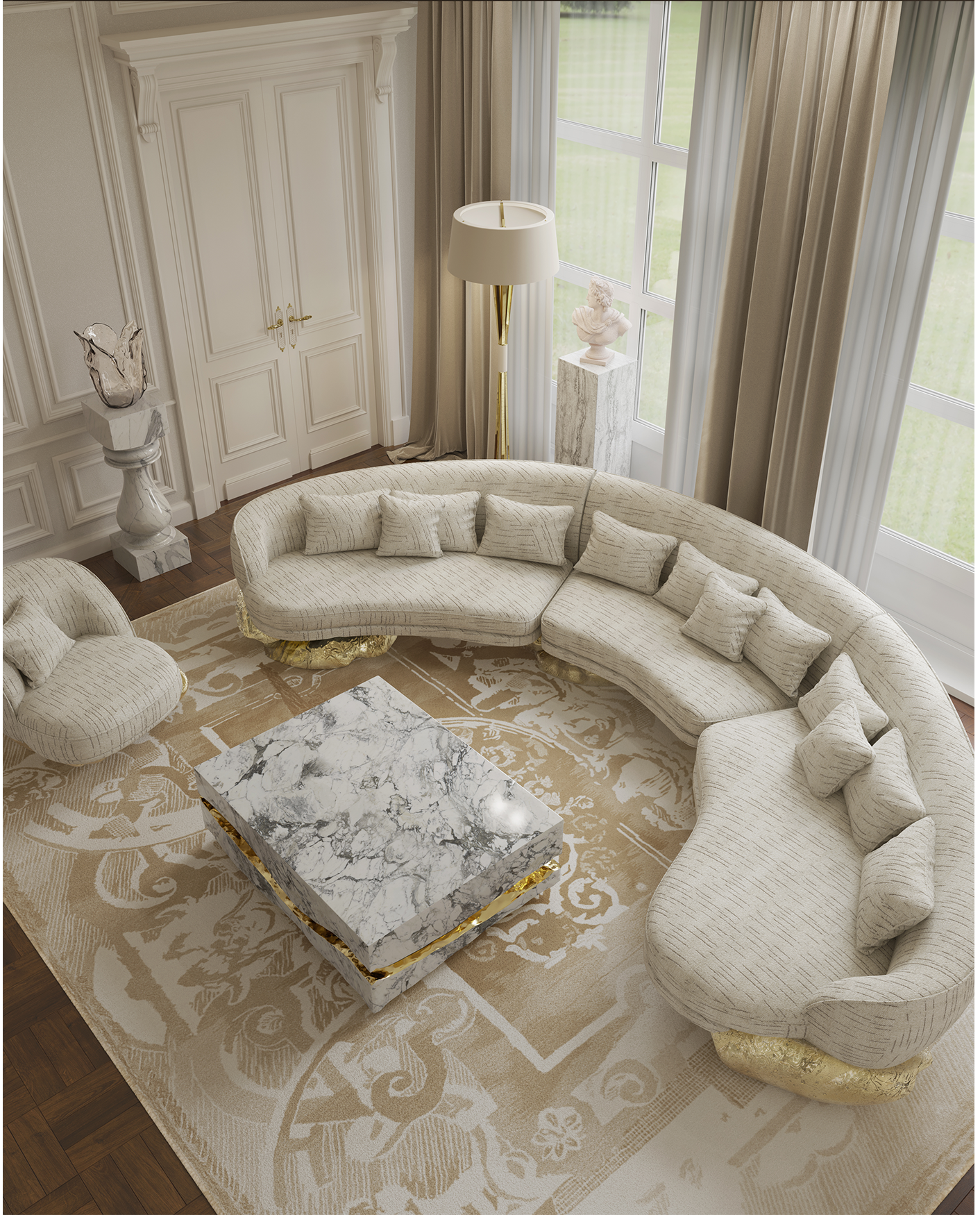 Обеденный стол Boulder Carrara Marble