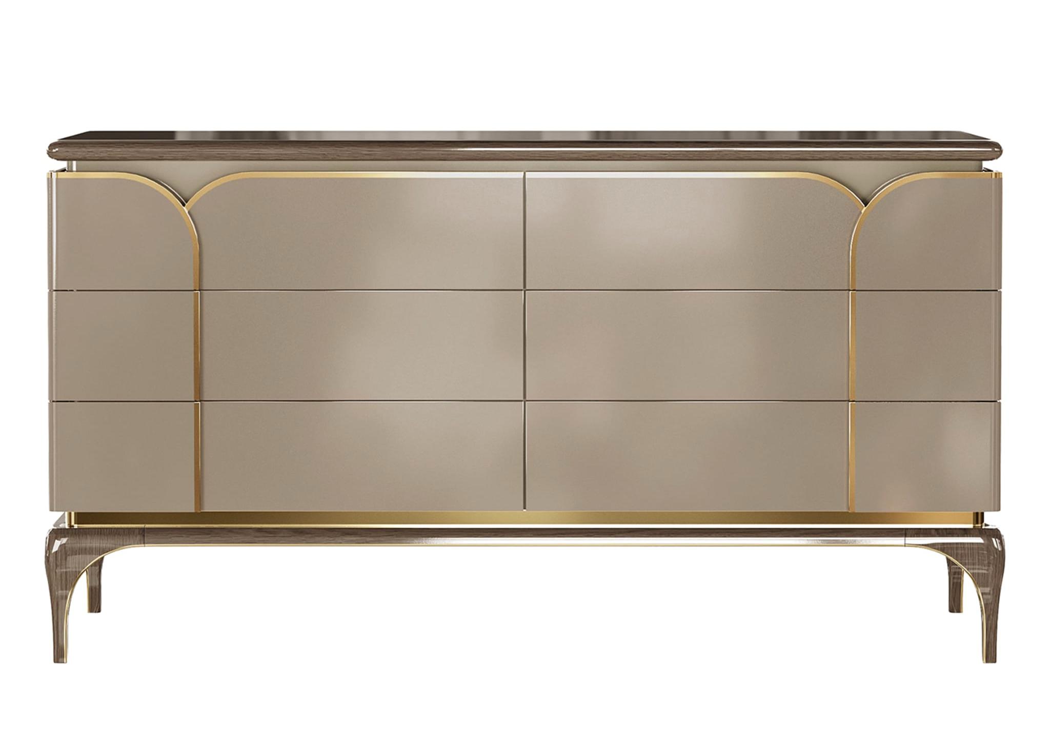 Комод на 4 двери Luxury Beige | Конфигурация: С зеркалом