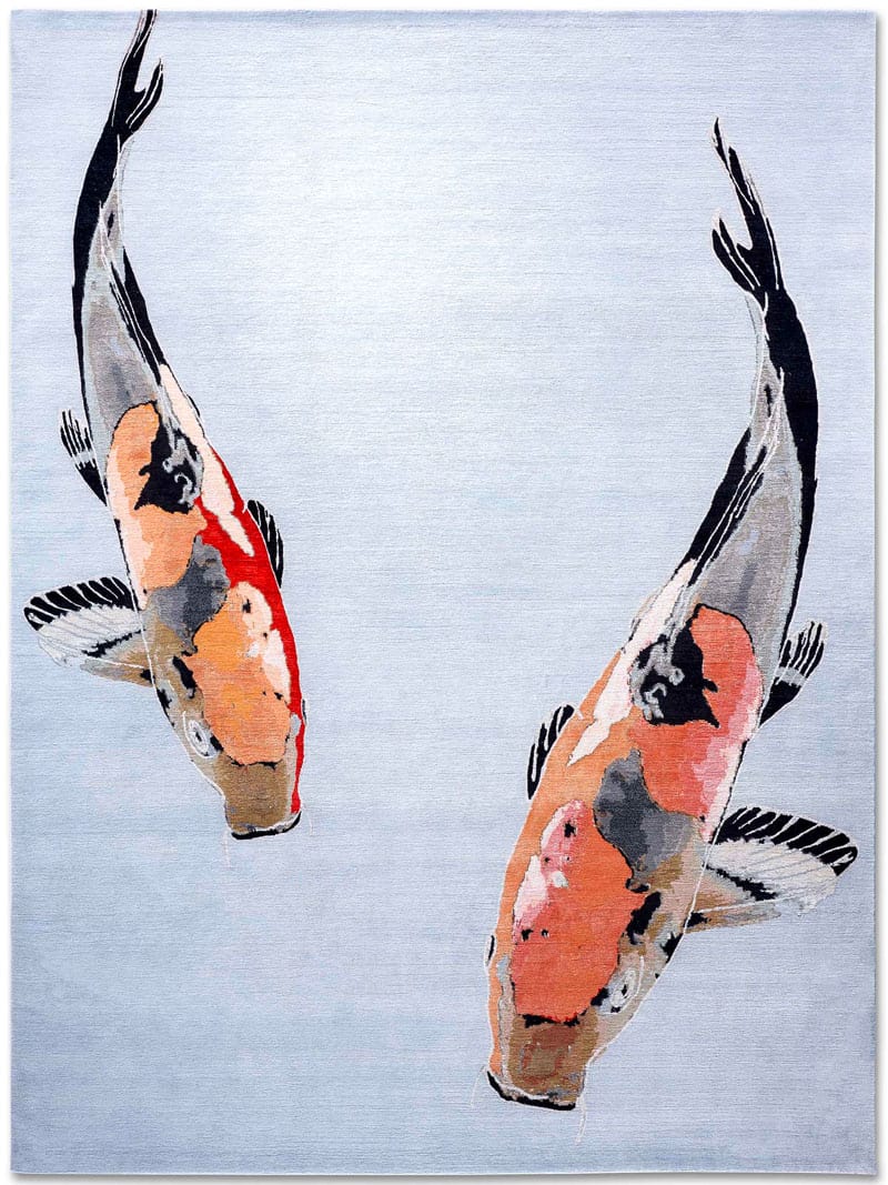 Сәнді қызғылт сары түсті кілем Fish