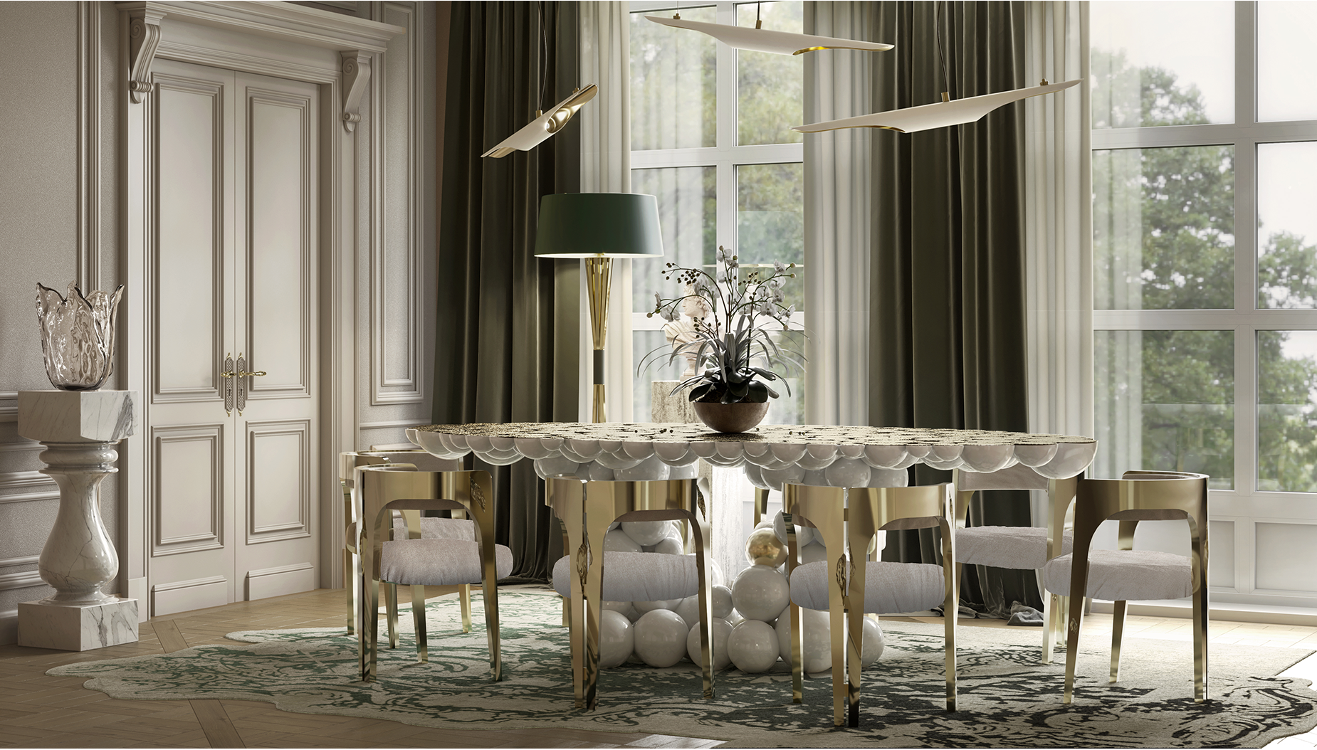 Обеденный стол Orbit White Luxe