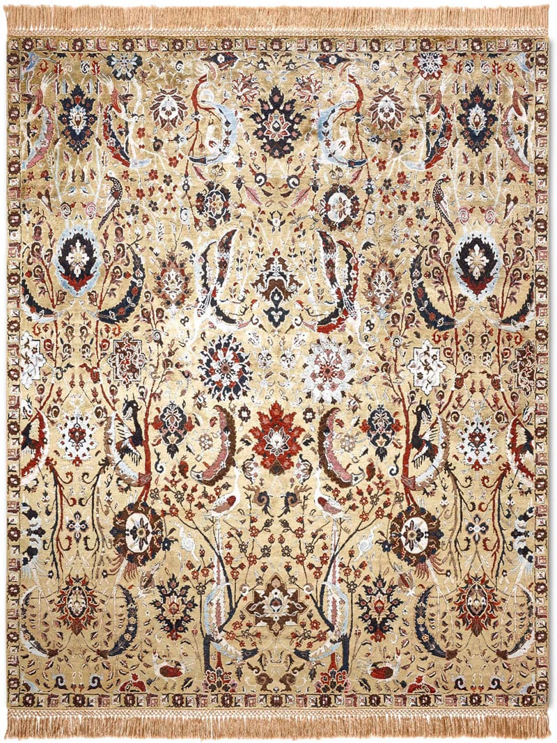 Роскошный ковер ручной работы Kerman жёлтого цвета | Размер: 170 x 240 см
