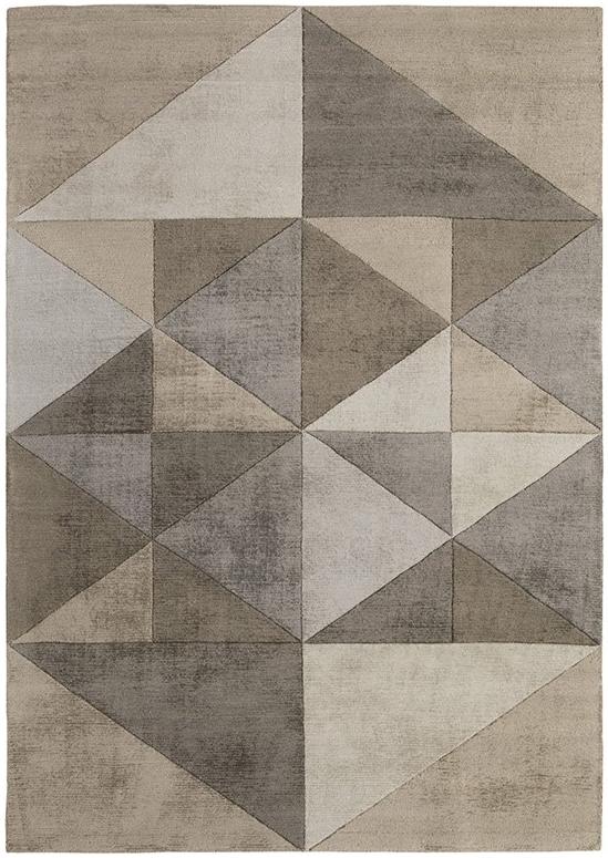 Беж түсті, қолмен тафтталған кілем Triangles | Өлшемі: 250 x 300 см