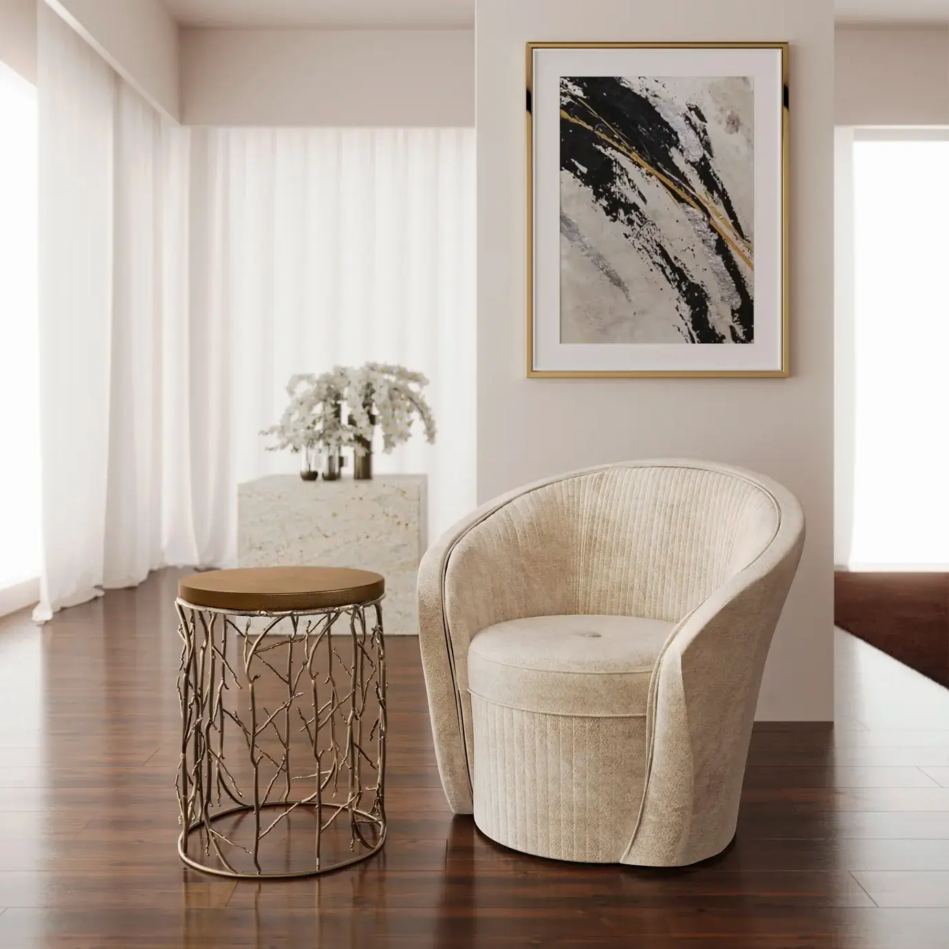 Приставной стол из искусственной кожи Elowen