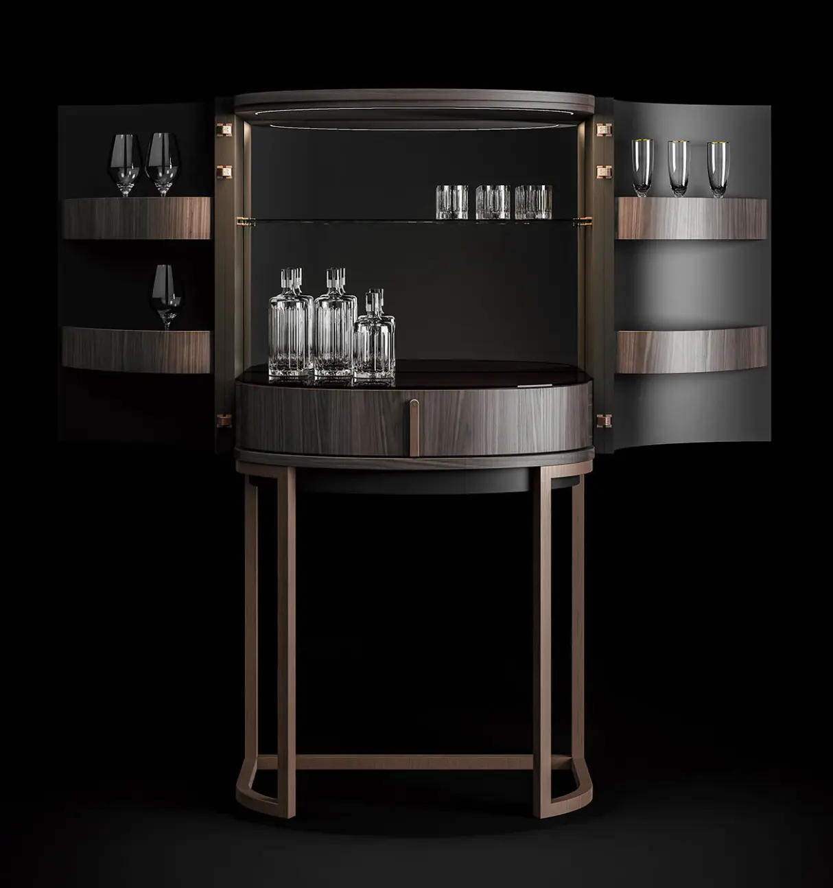 Барный шкаф с изогнутой формой