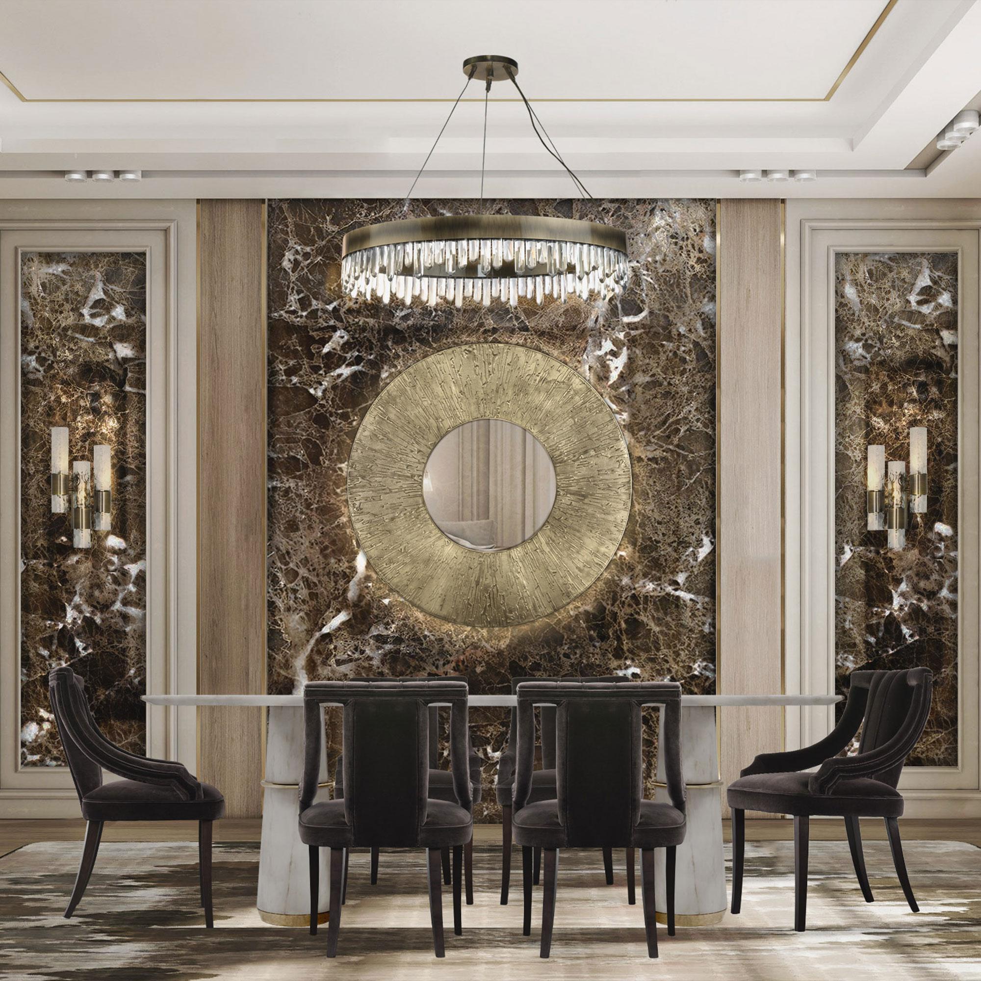 Круглое акцентное зеркало из латуни