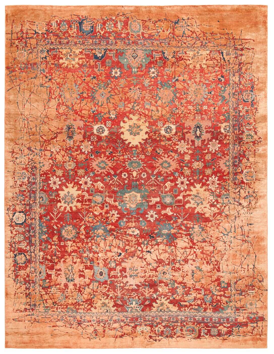 Жібек кілем Bidjar Kingscross Pleasure Red Orange | Өлшемі: 200 x 300 см