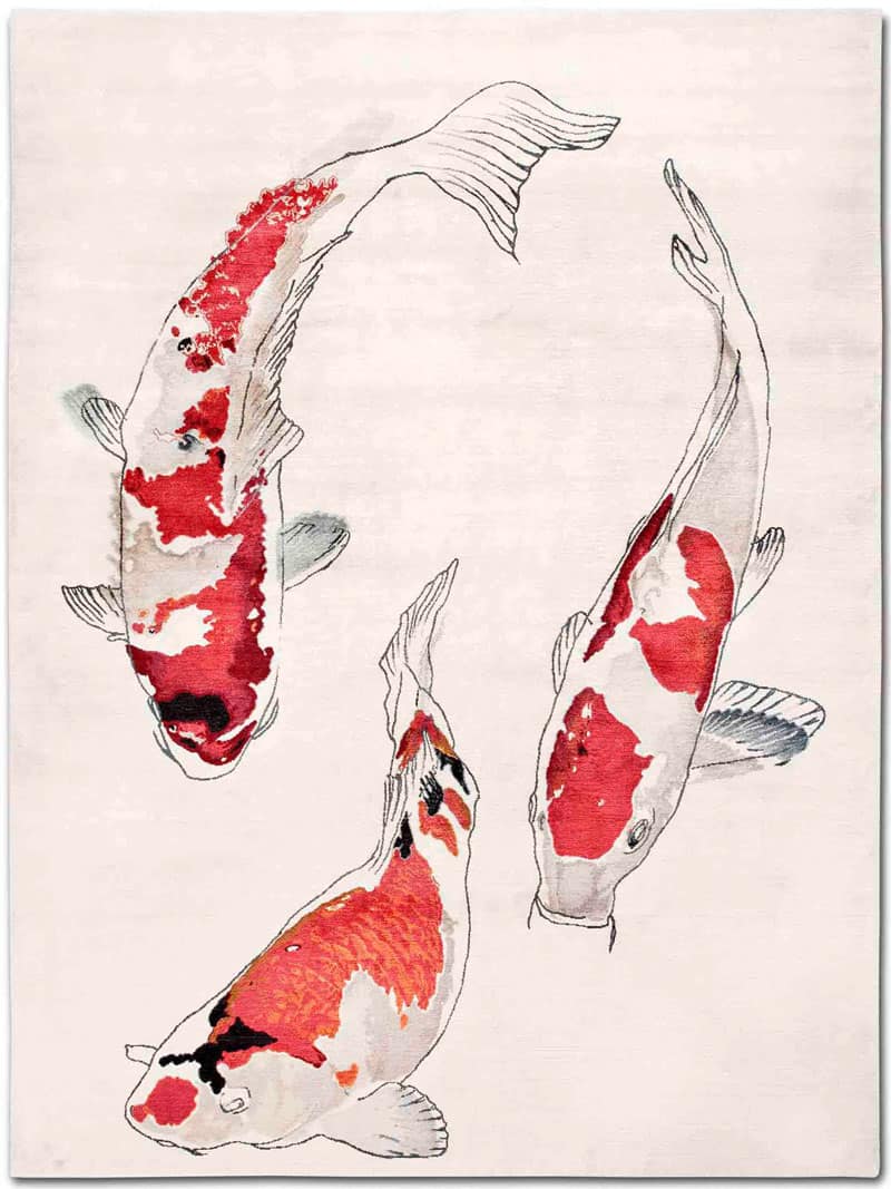 Сәнді түпнұсқа дизайндағы кілем ақ фонда Fish