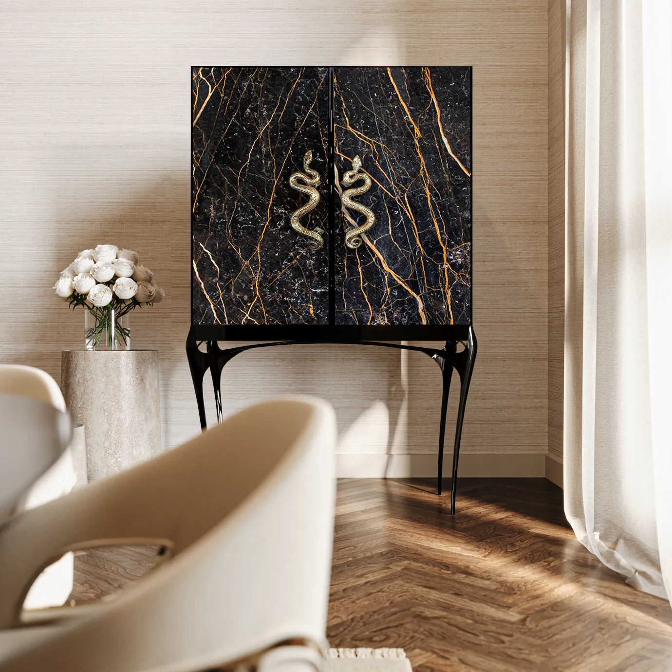 Барный шкаф из мрамора Port Laurent Nirvana