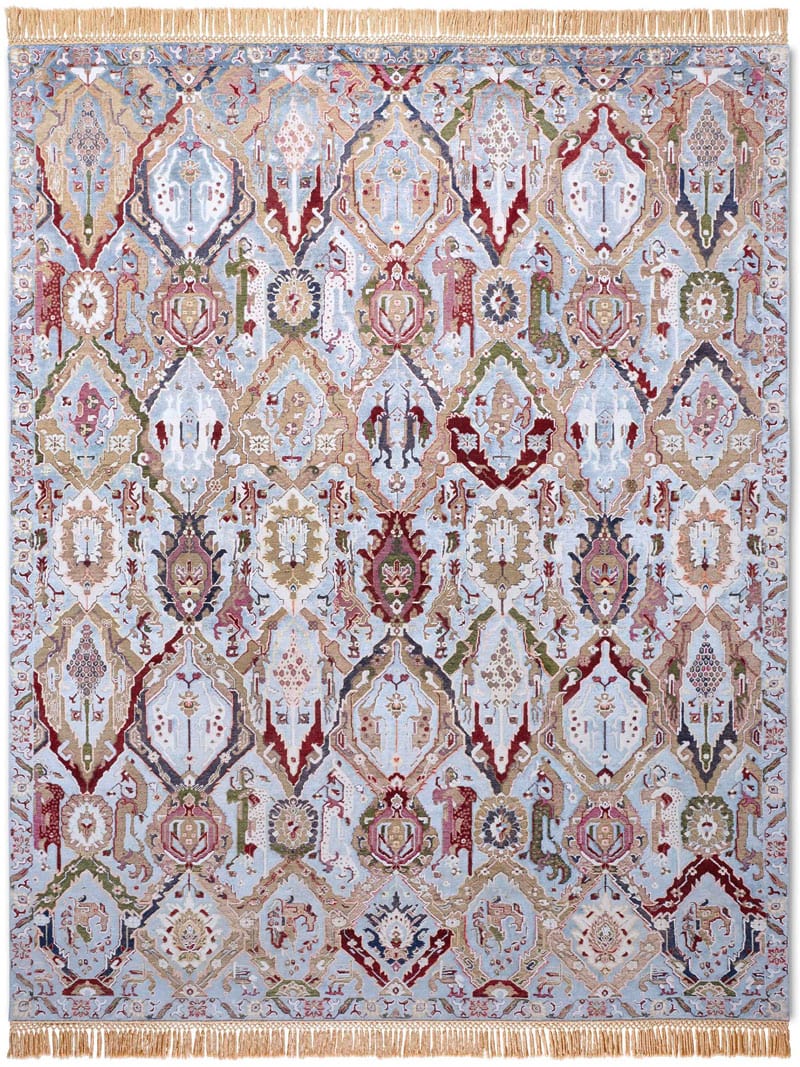 Роскошный ковер ручной работы KavaBagh синего цвета