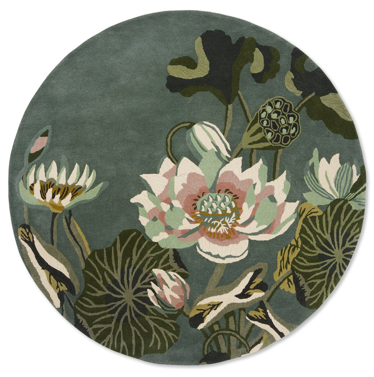 Домалақ кілем Waterlily Midnight Pond 38608 | Өлшемі: Ø 150 см