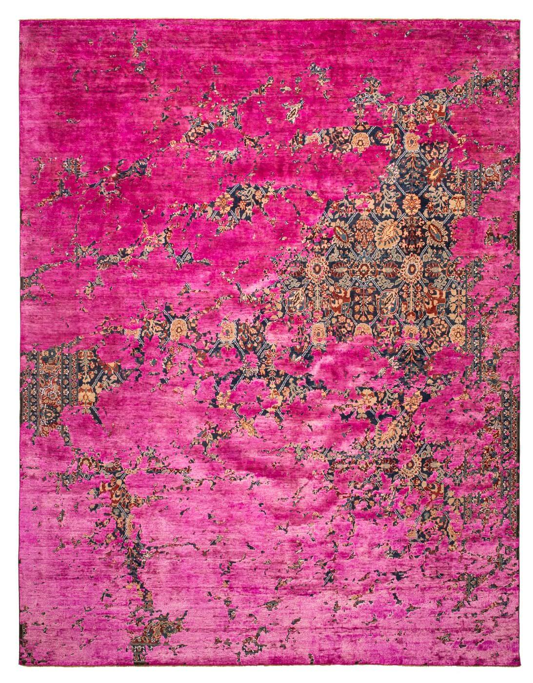 Кілем Tabriz Canal Aerial Navyblue Neonpink Silk | Өлшемі: 300 x 400 см