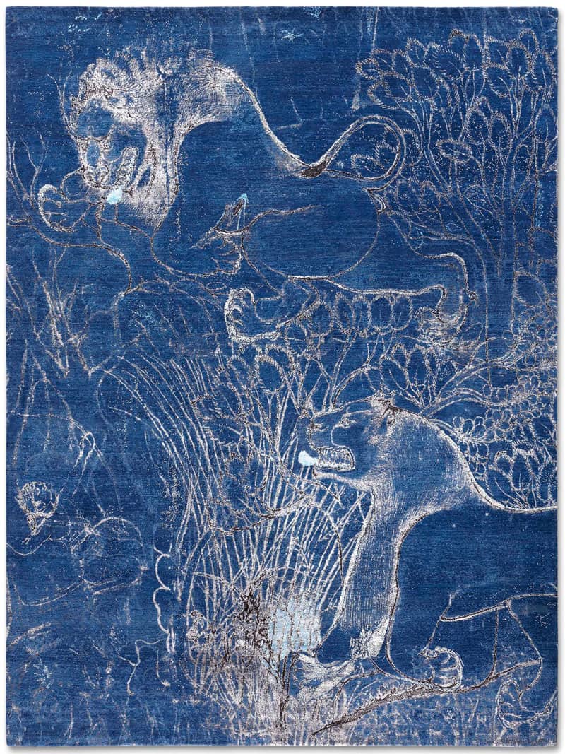 Қолмен жасалған кілем Two Lions | Өлшемі: 365 x 457 см