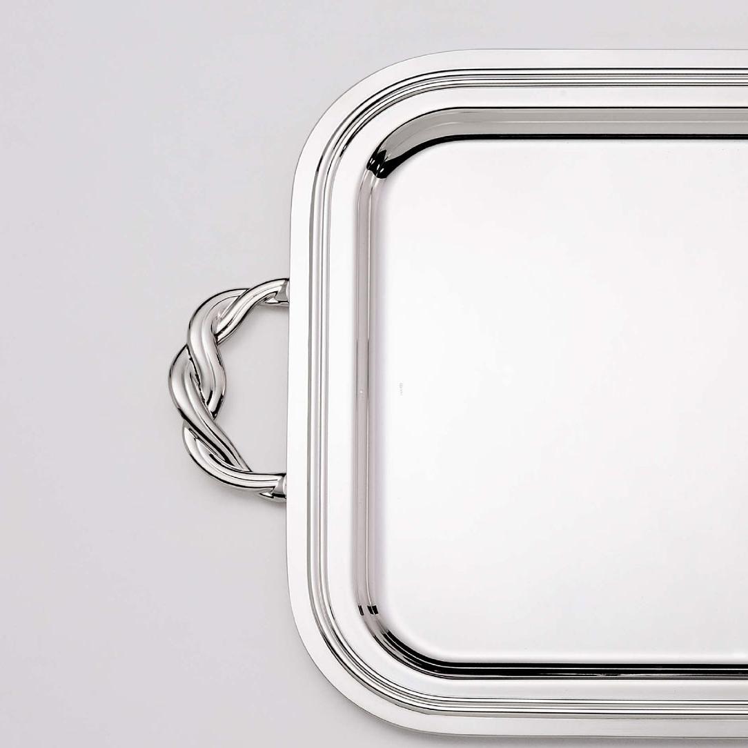 Посеребрённый прямоугольный поднос с ручками Rectangular Tray | Размер: 33 x 50 см