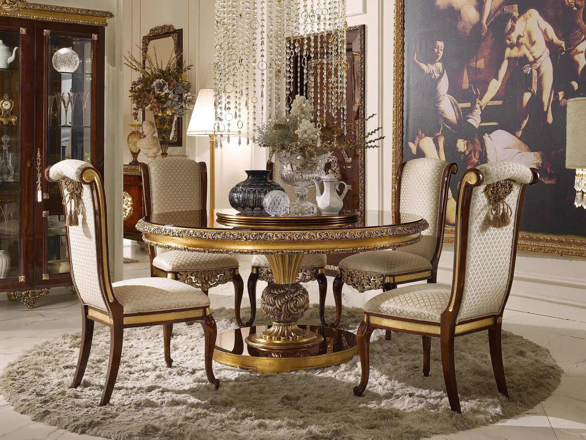 Круглый классический обеденный стол Italian