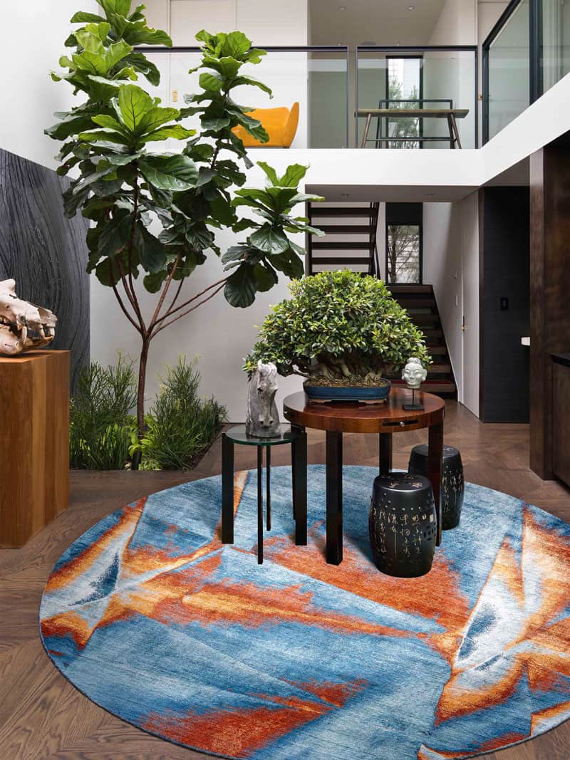 Круглый ковер бирюзового цвета