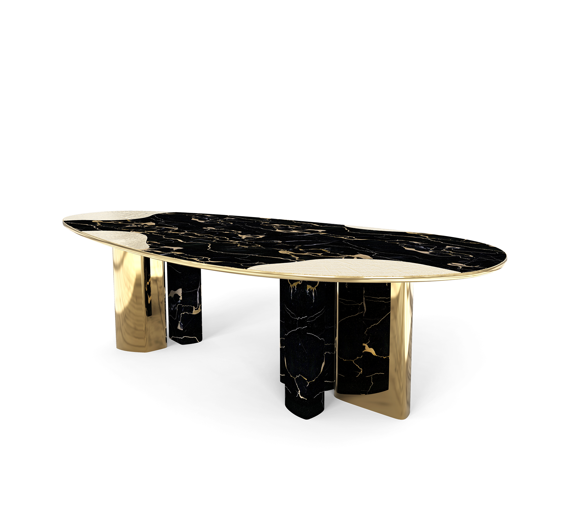 Обеденный стол Athena Portoro Marble & Gold