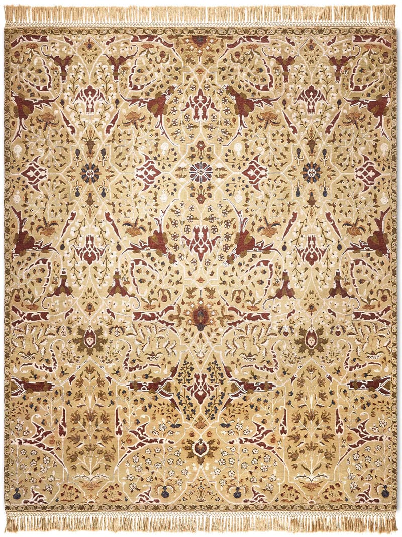 Қызғылт түсті роскошты қолмен жасалған кілем Teheran | Өлшемі: 183 x 274 см