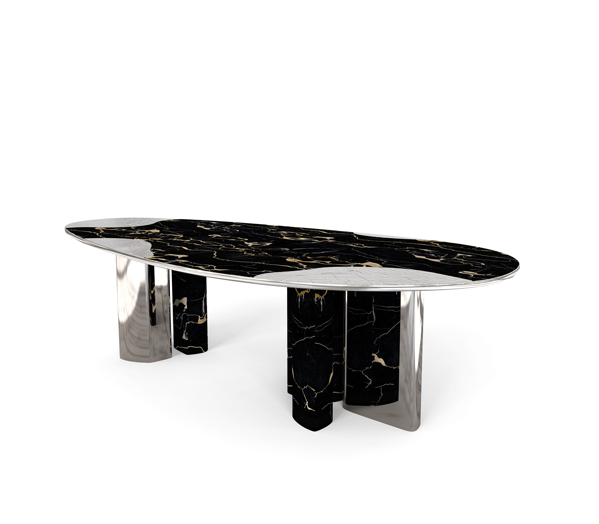 Обеденный стол Athena Portoro Marble & Silver