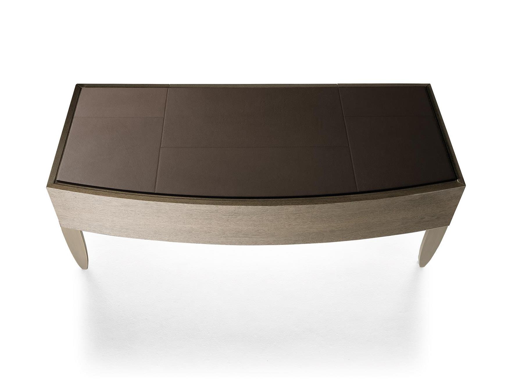 Стол с кожаной столешницей и бронзовыми ножками Bronze Line