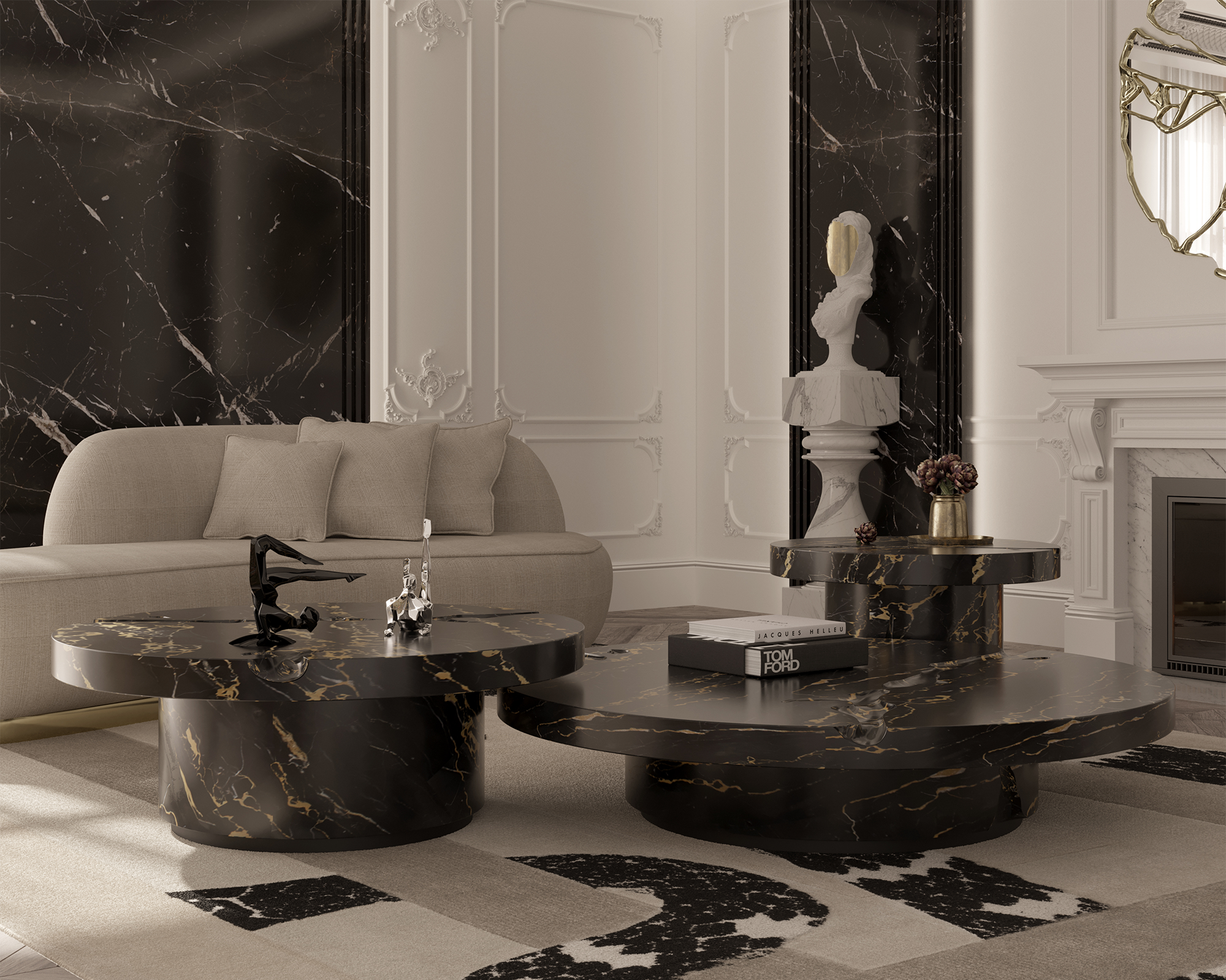 Центральный стол Dominion Portoro Marble, комплект из 3 предметов