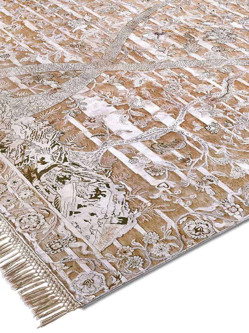 Роскошный ковер золотого цвета ручной работы