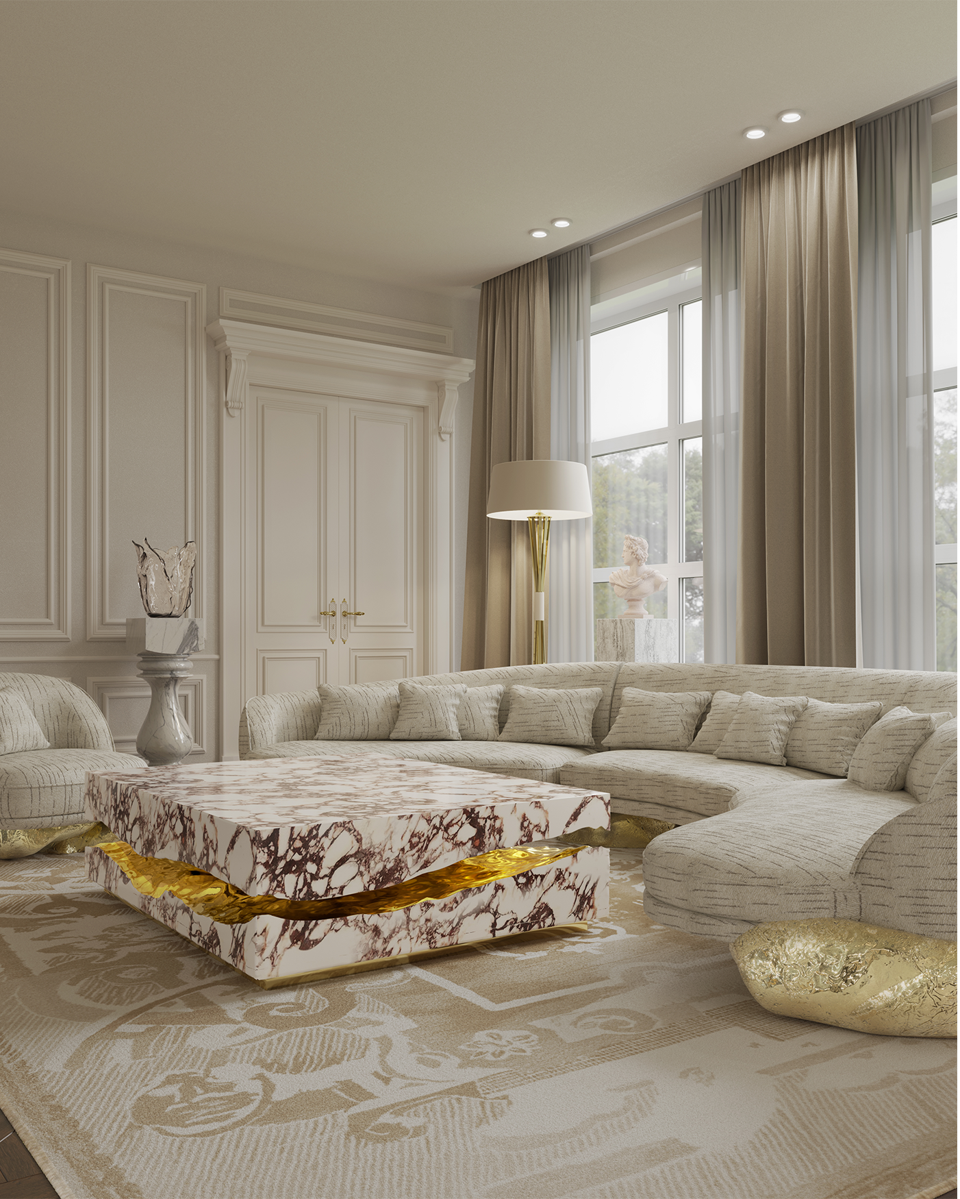 Обеденный стол Boulder Calacatta Violla Marble