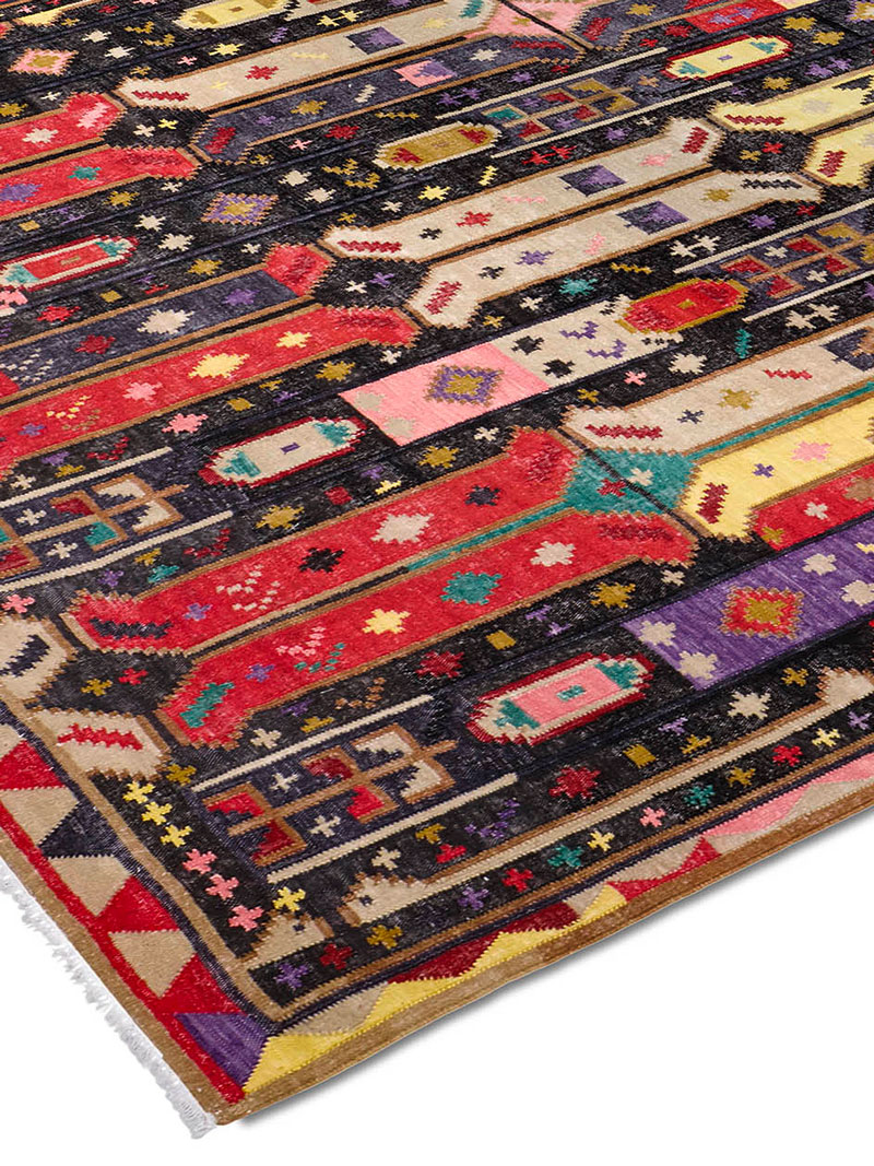 Сәнді қолмен жасалған кілем Flatweave | Өлшемі: 122 × 183 см
