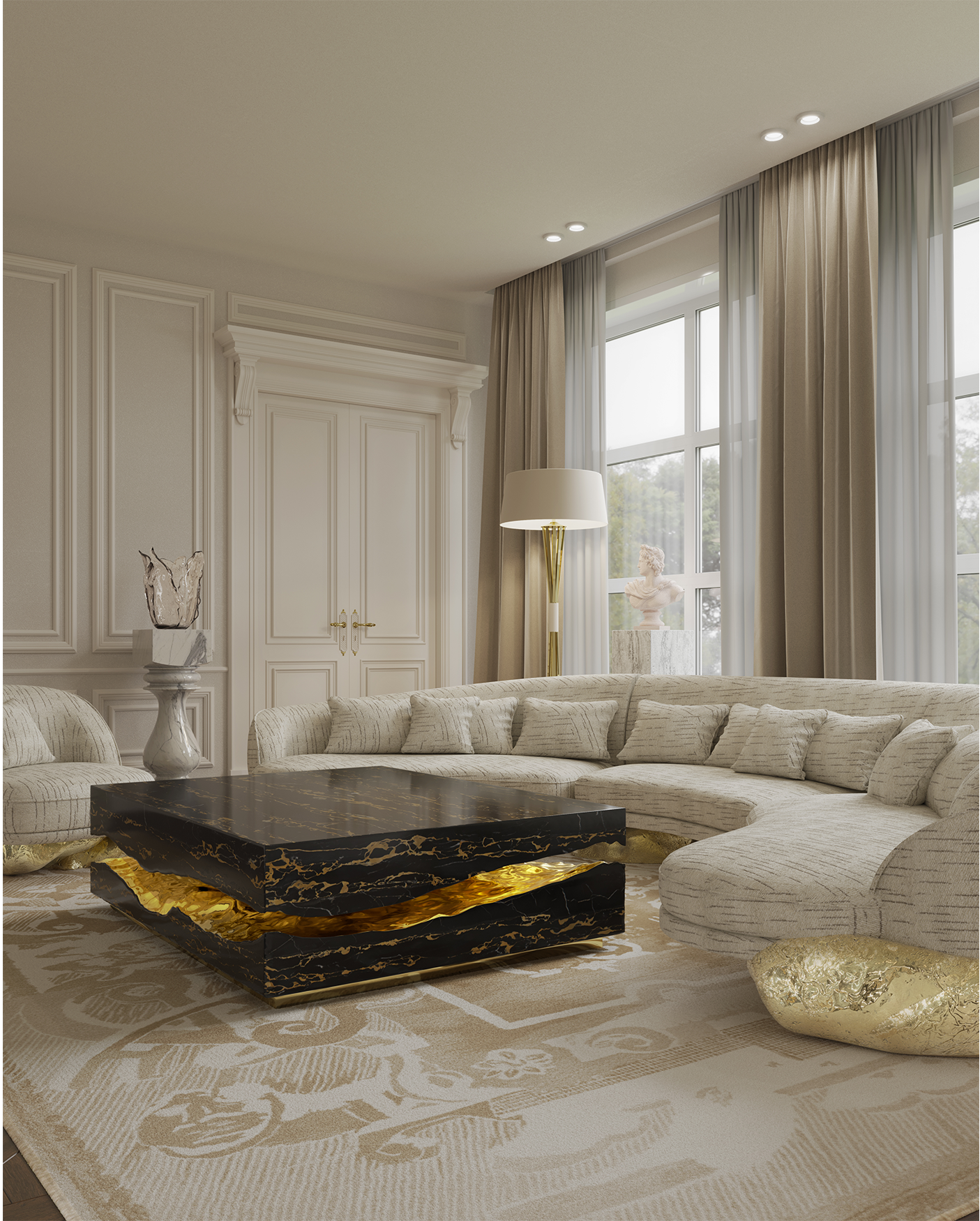 Стол Boulder Portoro Marble