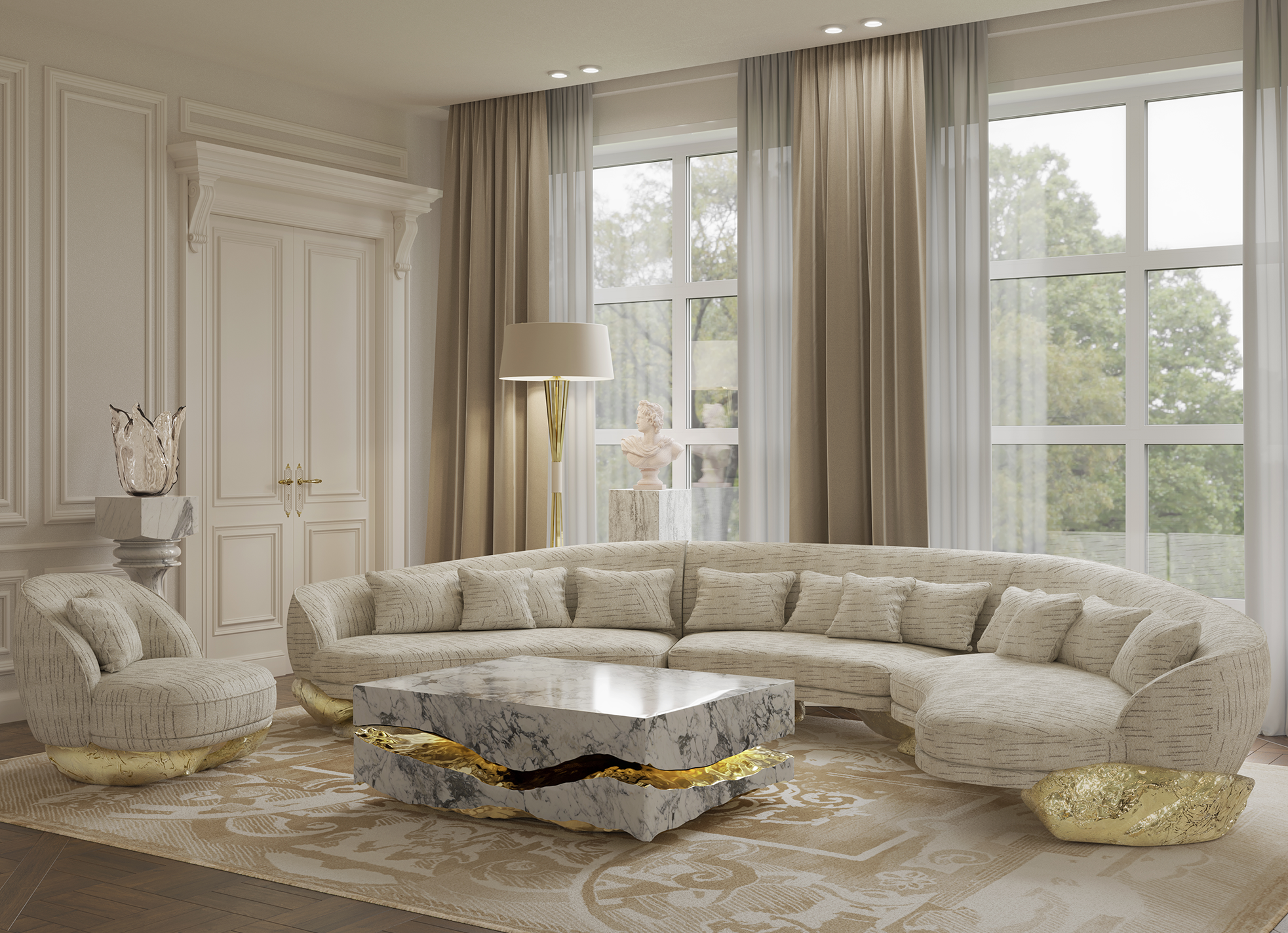 Обеденный стол Boulder Carrara Marble