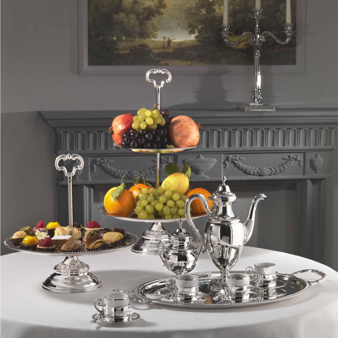 Күміспен қапталған пирожный тұғыры Silver Pastry Stand