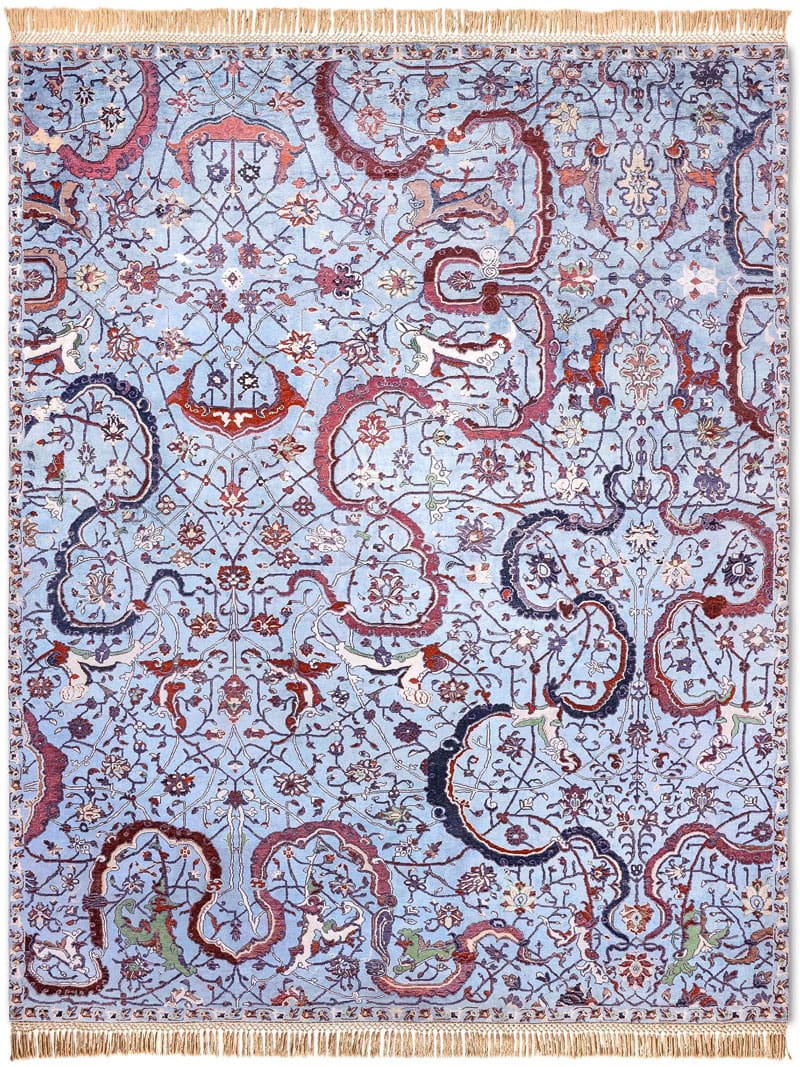 Роскошный ковер Tabriz зеленого цвета